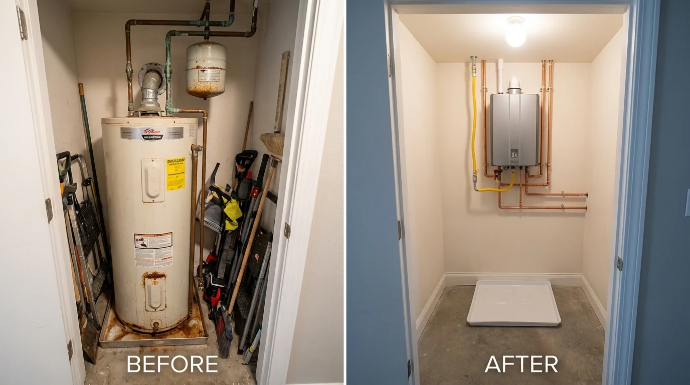 Tank water heater versus wall-mounted tankless unit comparison for Grangeville, ID homeowners